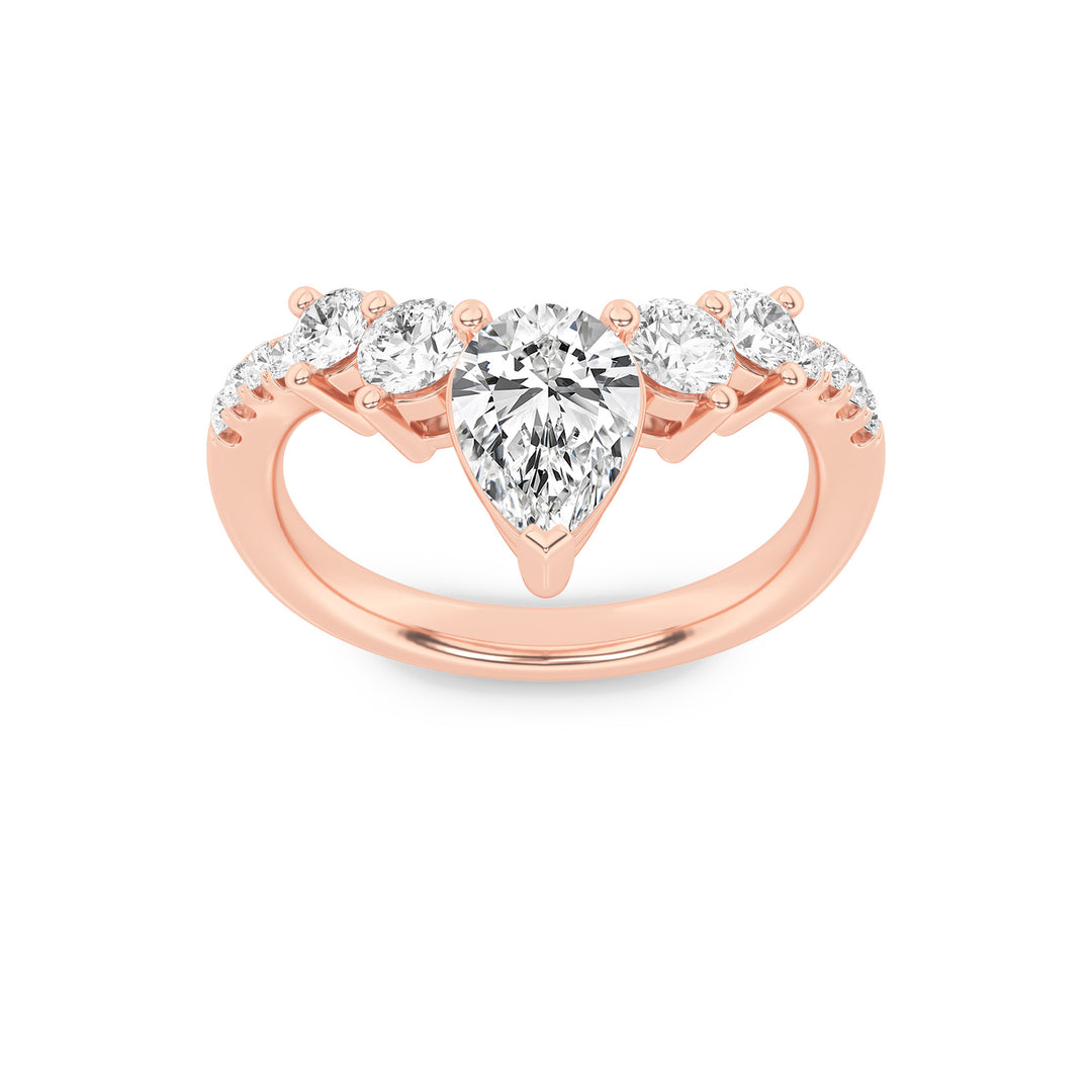 1.5CTW Pear Shaped Lab Grown Diamond (F/VS) Fancy Contour Ring in 14K Gold