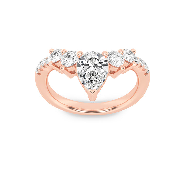1.5CTW Pear Shaped Lab Grown Diamond (F/VS) Fancy Contour Ring in 14K Gold