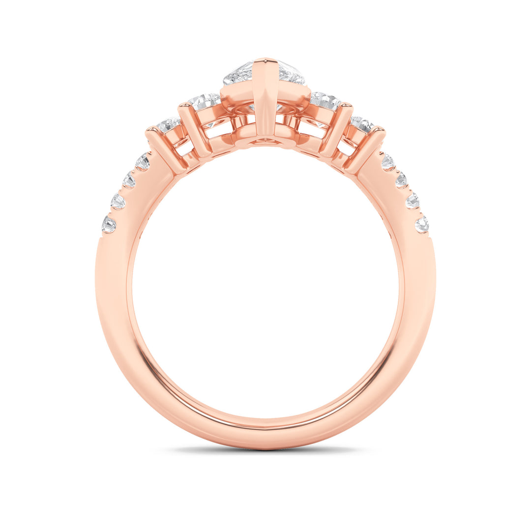 1.5CTW Pear Shaped Lab Grown Diamond (F/VS) Fancy Contour Ring in 14K Gold