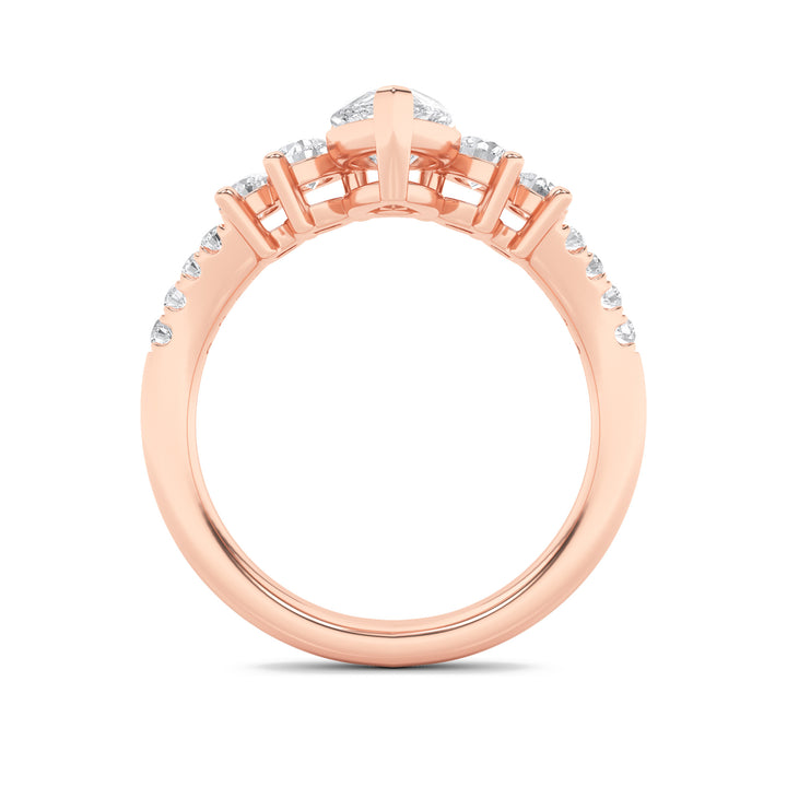 1.5CTW Pear Shaped Lab Grown Diamond (F/VS) Fancy Contour Ring in 14K Gold
