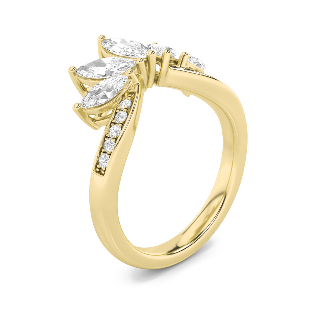 1.5Cttw Marquise Shaped Lab Grown Diamond (F/VS) Fancy Contour Ring in 14K Gold