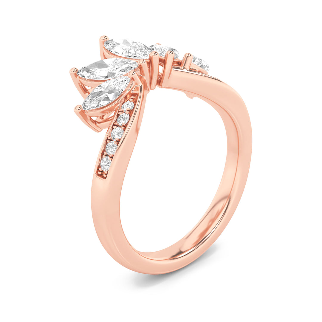 1.5Cttw Marquise Shaped Lab Grown Diamond (F/VVS)Fancy Contour Ring in 14K Gold
