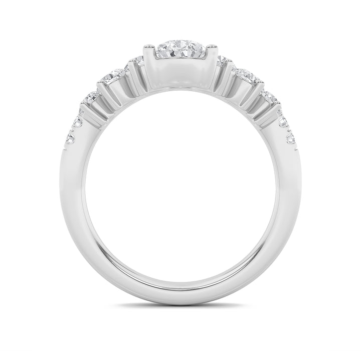 1.5CTW Pear Shaped Lab Grown Diamond (F/VS) Fancy Contour Ring in 14K Gold