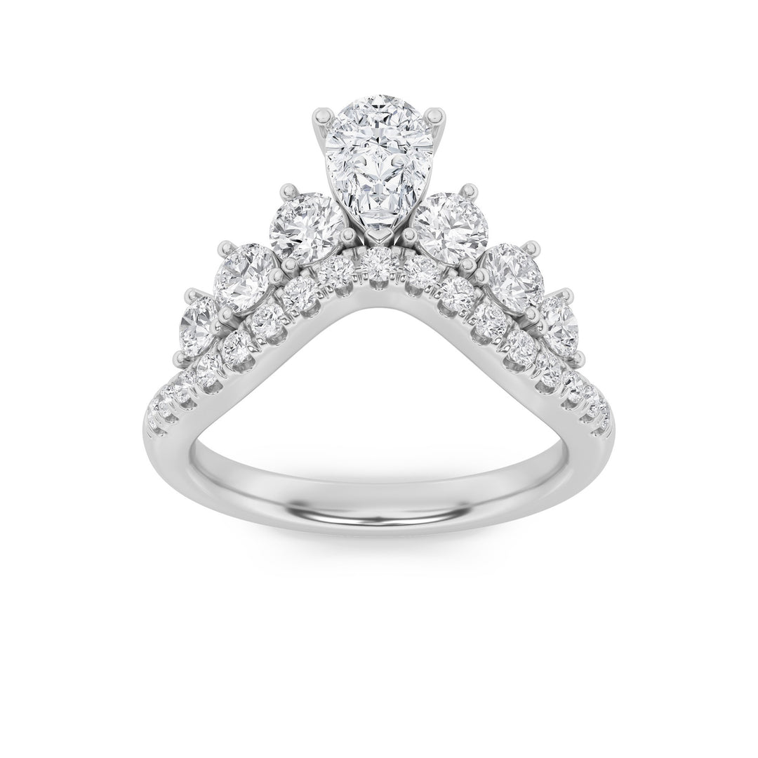1.5CTW Pear Shaped Lab Grown Diamond (G/VS) Fancy Contour Ring in 14K Gold