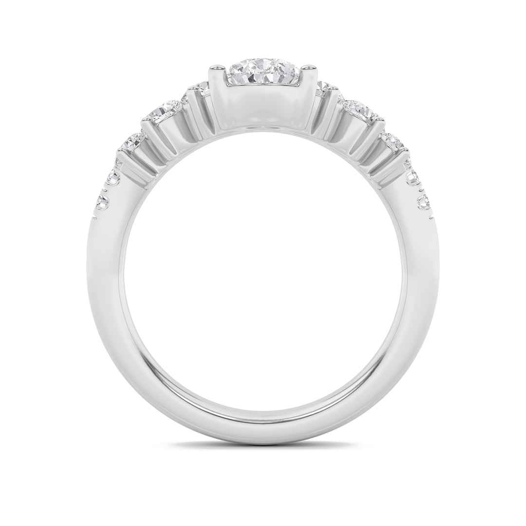 1.5CTW Pear Shaped Lab Grown Diamond (G/VS) Fancy Contour Ring in 14K Gold