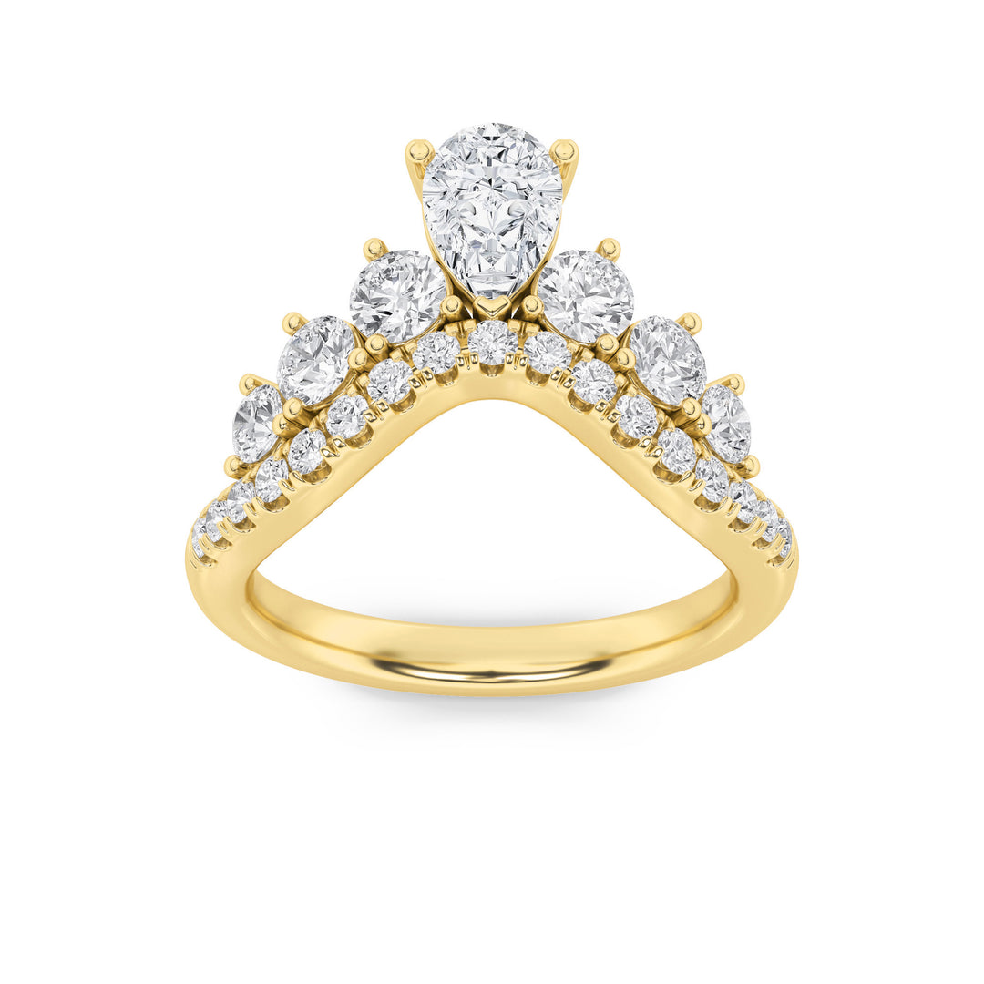 1.5CTW Pear Shaped Lab Grown Diamond (F/VS) Fancy Contour Ring in 14K Gold