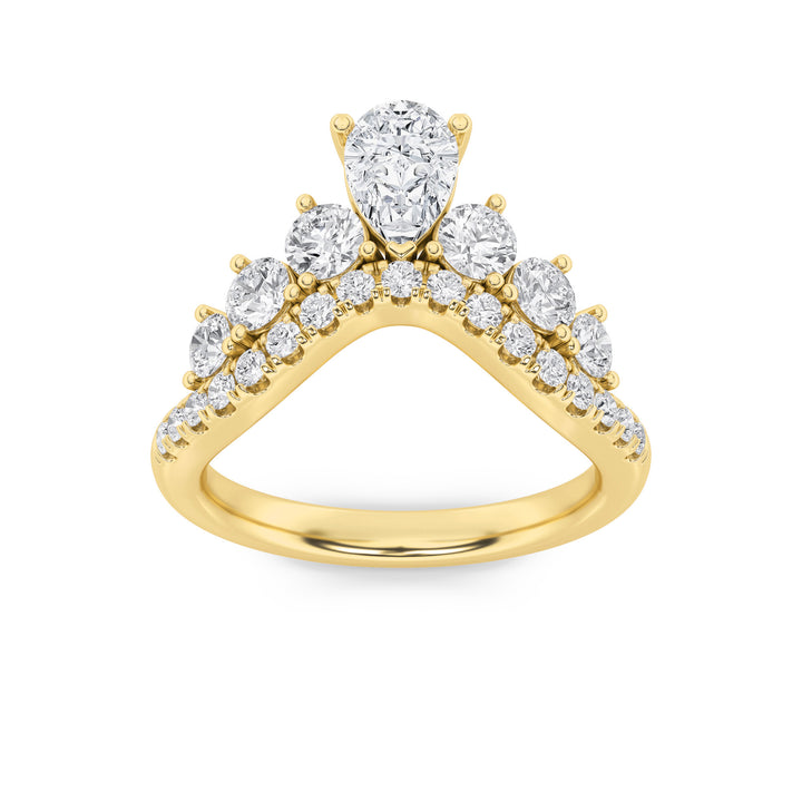 1.5CTW Pear Shaped Lab Grown Diamond (F/VS) Fancy Contour Ring in 14K Gold