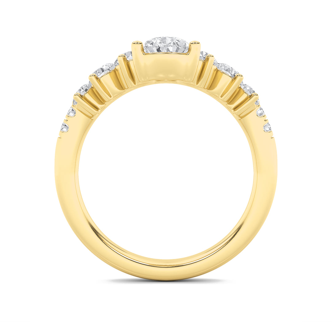 1.5CTW Pear Shaped Lab Grown Diamond (F/VS) Fancy Contour Ring in 14K Gold