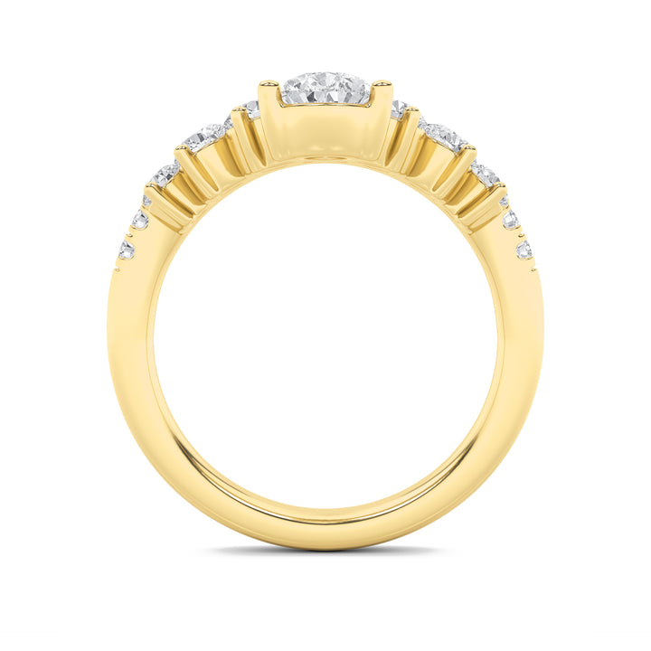 1.5CTW Pear Shaped Lab Grown Diamond (F/VS) Fancy Contour Ring in 14K Gold