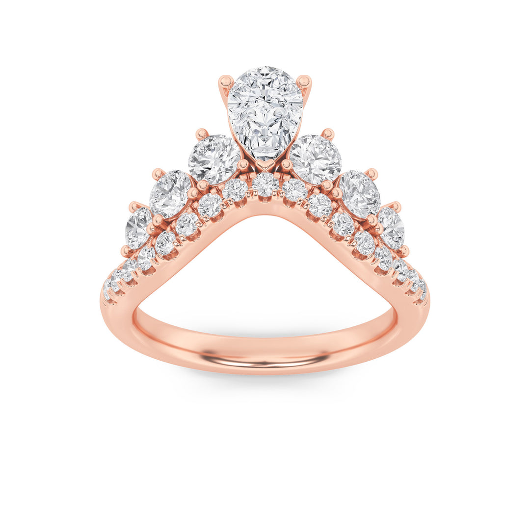 1.5CTW Pear Shaped Lab Grown Diamond (F/VS) Fancy Contour Ring in 14K Gold