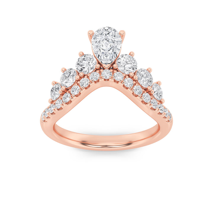 1.5CTW Pear Shaped Lab Grown Diamond (F/VS) Fancy Contour Ring in 14K Gold