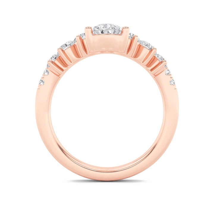 1.5CTW Pear Shaped Lab Grown Diamond (F/VS) Fancy Contour Ring in 14K Gold