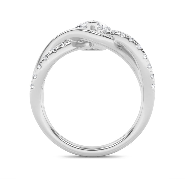 1.5Cttw Pear Shaped Lab Grown Diamond (F/VS) Fashion Solitaire Engagement Ring in 14K Gold