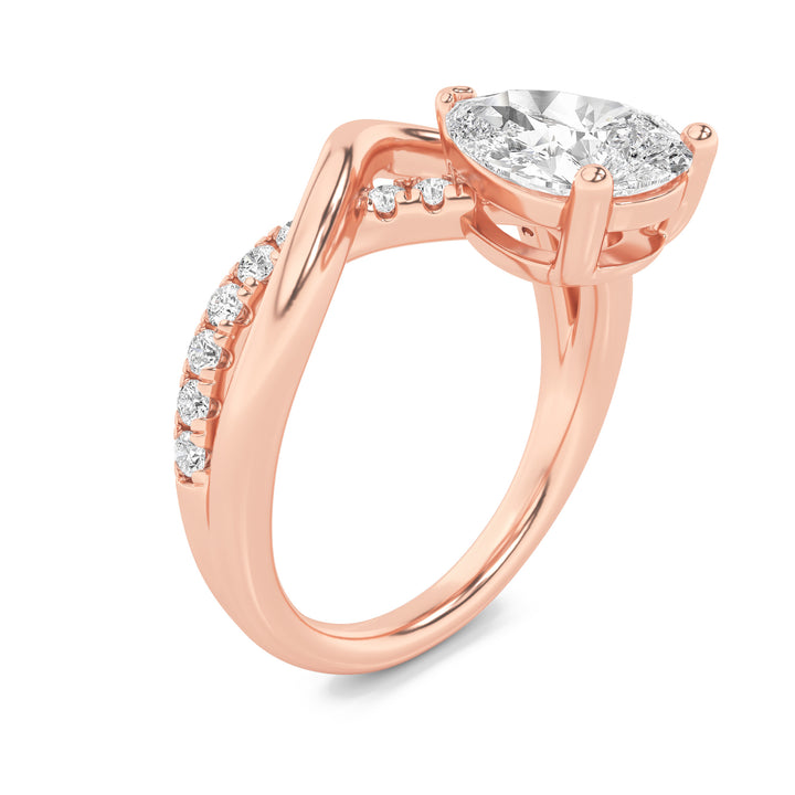 1.5Cttw Pear Shaped Lab Grown Diamond (F/VS) Fashion Solitaire Engagement Ring in 14K Gold
