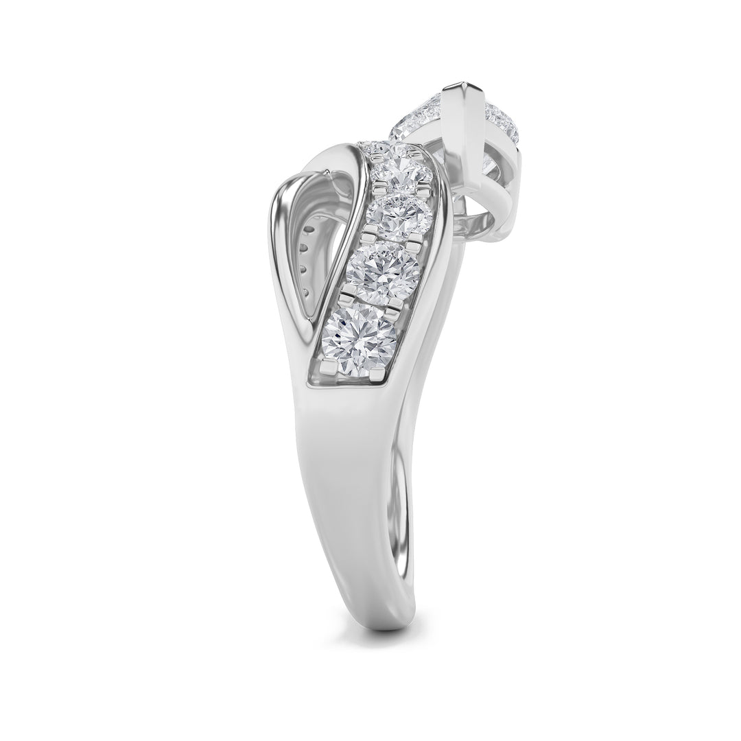 2Cttw Pear Shaped Lab Grown Diamond (G/VS) Fashion AccentedEngagement Ring in 14K Gold