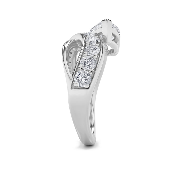 2Cttw Pear Shaped Lab Grown Diamond (G/VS) Fashion AccentedEngagement Ring in 14K Gold