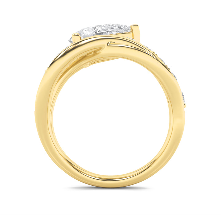 2Cttw Pear Shaped Lab Grown Diamond (F/VS) Fashion AccentedEngagement Ring in 14K Gold