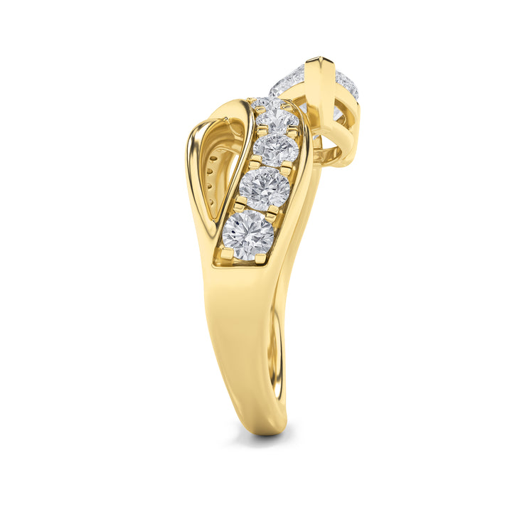 2Cttw Pear Shaped Lab Grown Diamond (G/VS) Fashion AccentedEngagement Ring in 14K Gold
