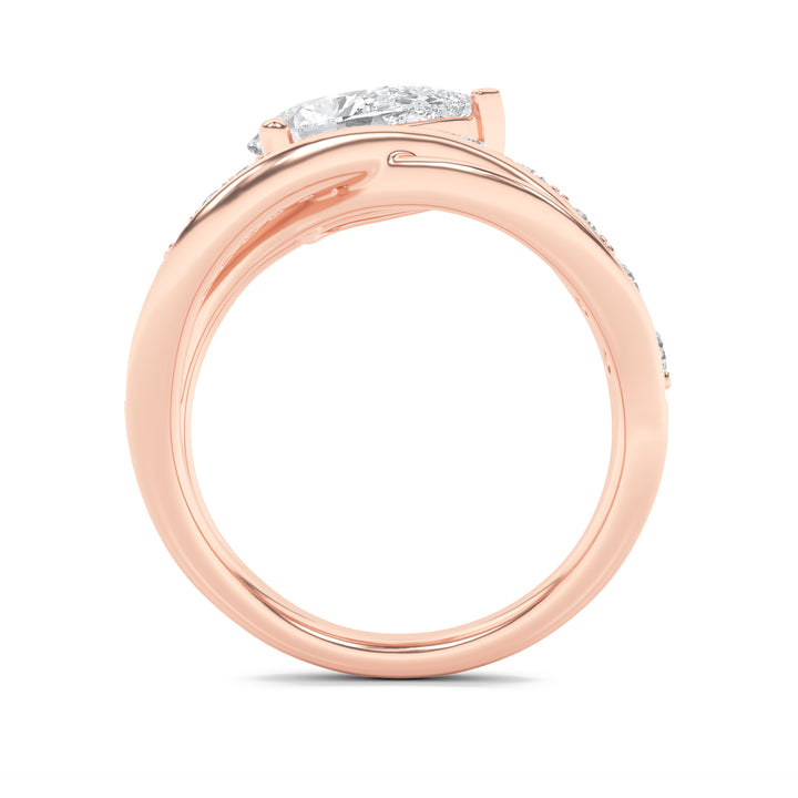 2Cttw Pear Shaped Lab Grown Diamond (F/VS) Fashion AccentedEngagement Ring in 14K Gold