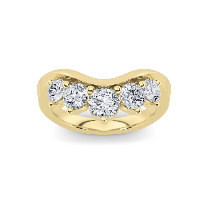 1CTW Round Shaped Lab Grown Diamond (F/VS) Fancy Contour Ring in 14K Gold