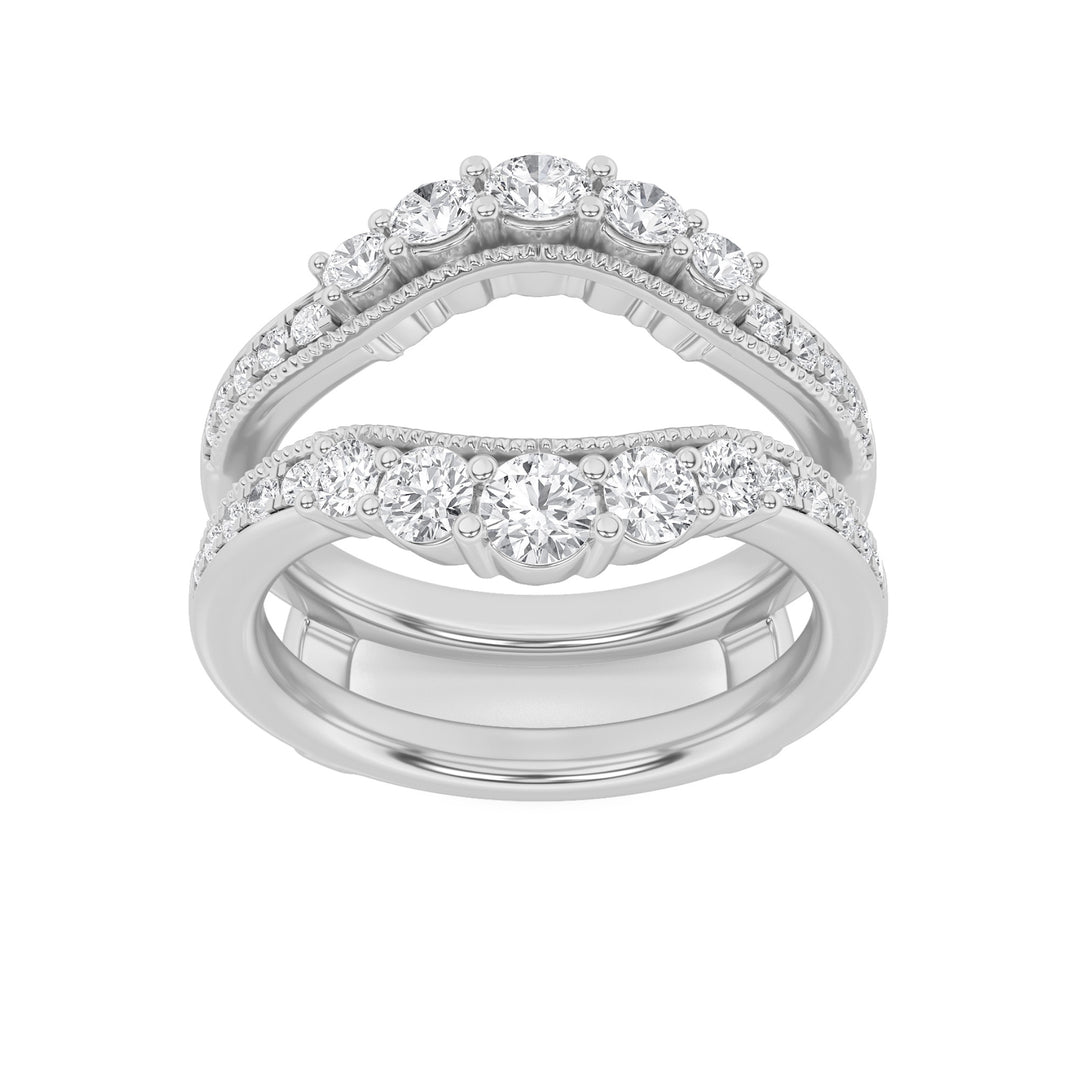 1Cttw Round Shaped Lab Grown Diamond (F/VS) Insert Jacket Ring in 14K Gold