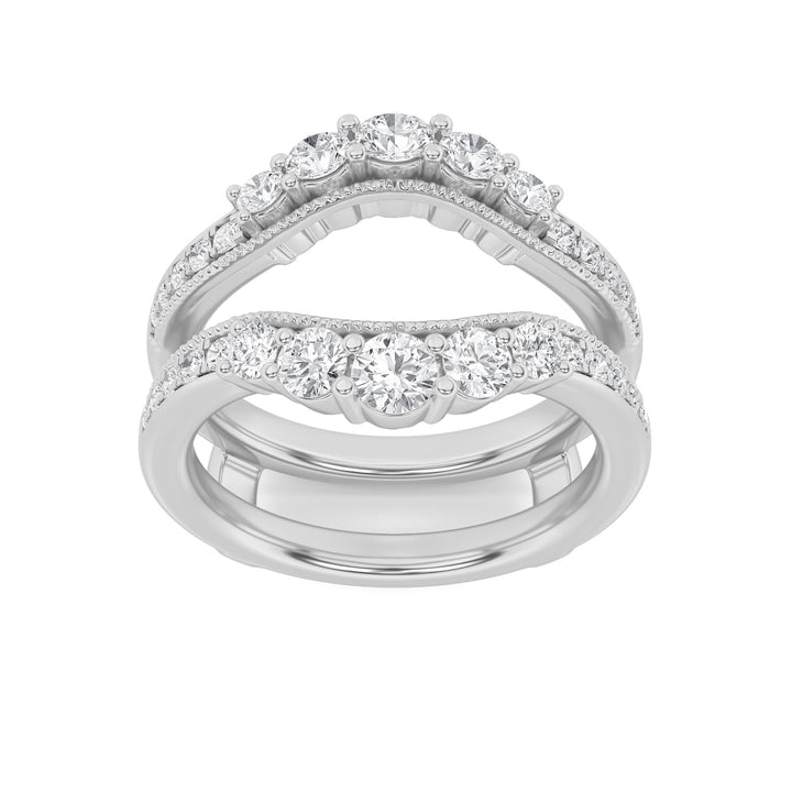 1Cttw Round Shaped Lab Grown Diamond (F/VS) Insert Jacket Ring in 14K Gold