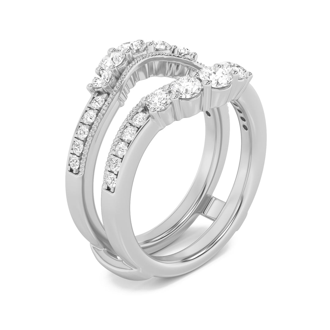 1Cttw Round Shaped Lab Grown Diamond (F/VS) Insert Jacket Ring in 14K Gold