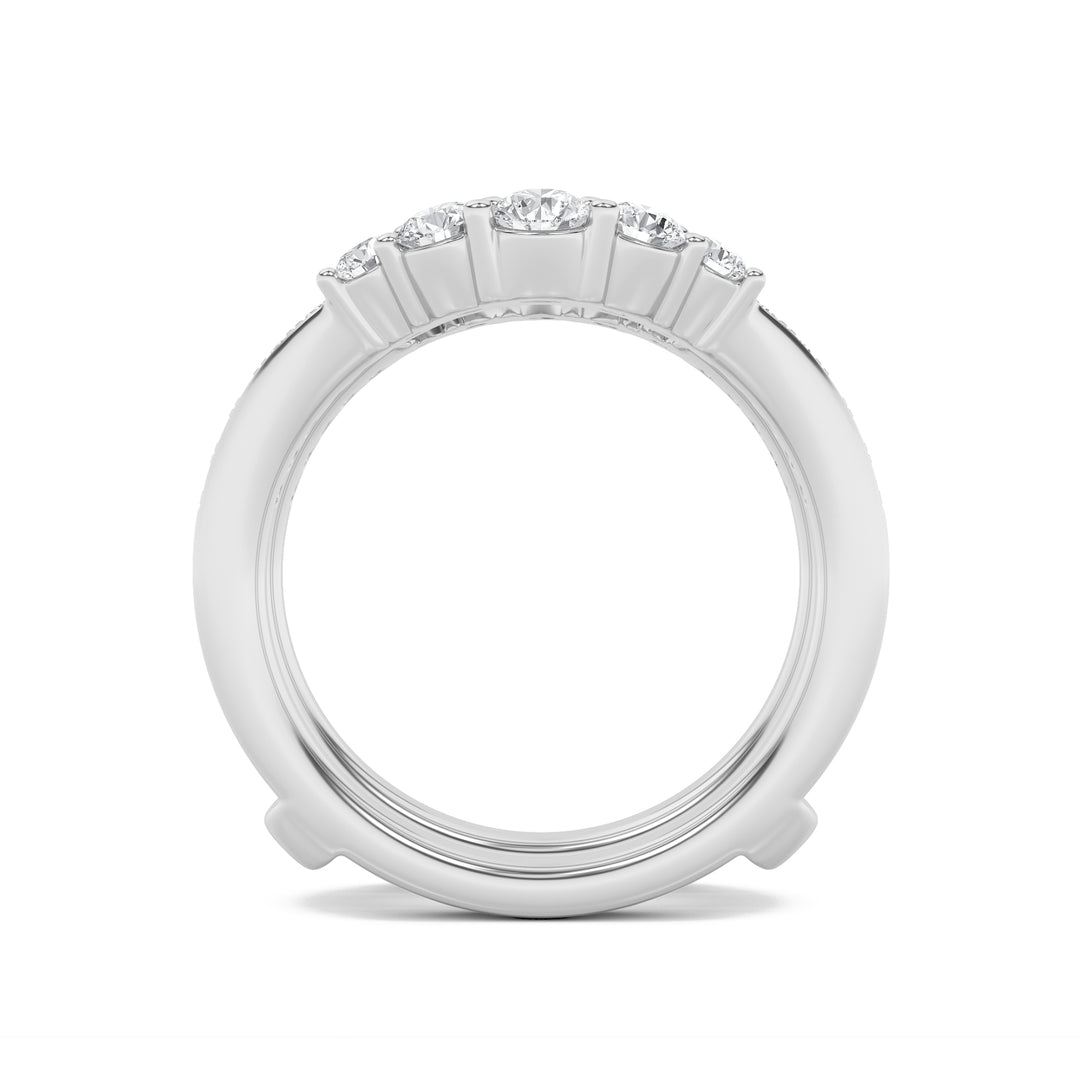 1Cttw Round Shaped Lab Grown Diamond (F/VS) Insert Jacket Ring in 14K Gold