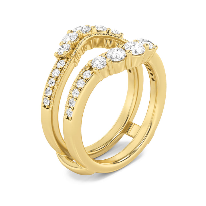 1Cttw Round Shaped Lab Grown Diamond (F/VS) Insert Jacket Ring in 14K Gold