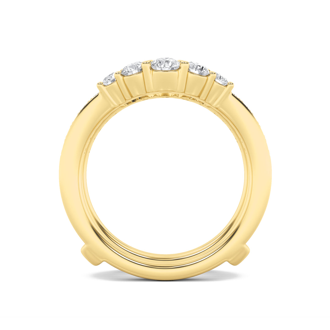 1Cttw Round Shaped Lab Grown Diamond (F/VS) Insert Jacket Ring in 14K Gold
