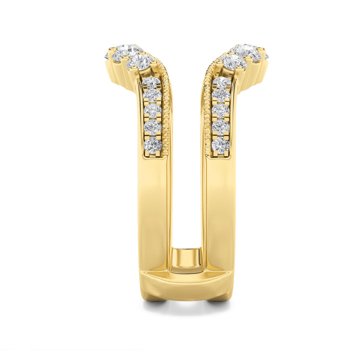 1Cttw Round Shaped Lab Grown Diamond (F/VS) Insert Jacket Ring in 14K Gold