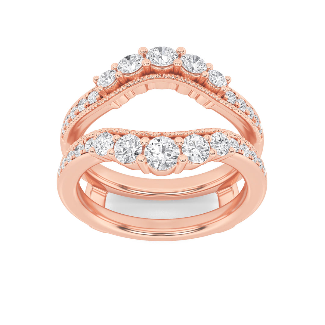 1Cttw Round Shaped Lab Grown Diamond (F/VS) Insert Jacket Ring in 14K Gold