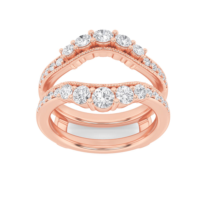 1Cttw Round Shaped Lab Grown Diamond (F/VS) Insert Jacket Ring in 14K Gold
