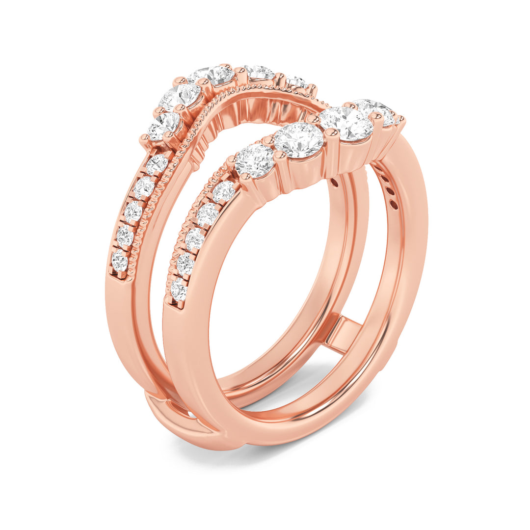 1Cttw Round Shaped Lab Grown Diamond (F/VS) Insert Jacket Ring in 14K Gold