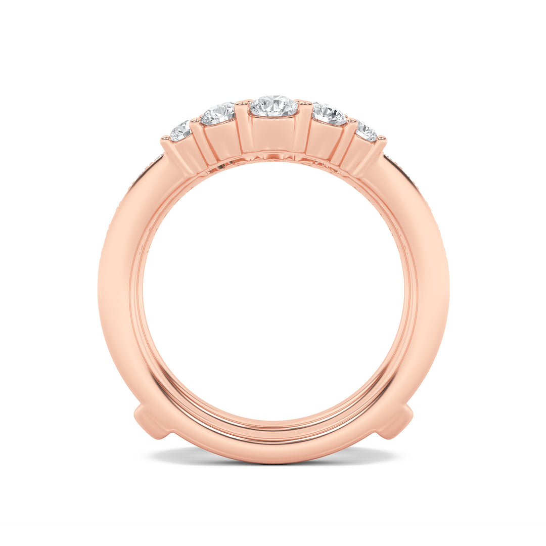 1Cttw Round Shaped Lab Grown Diamond (F/VS) Insert Jacket Ring in 14K Gold