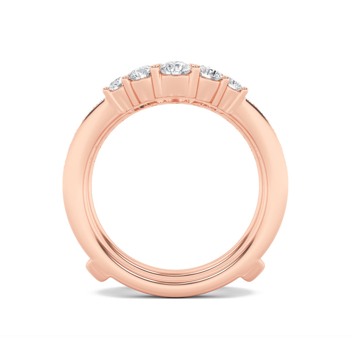 1Cttw Round Shaped Lab Grown Diamond (F/VS) Insert Jacket Ring in 14K Gold