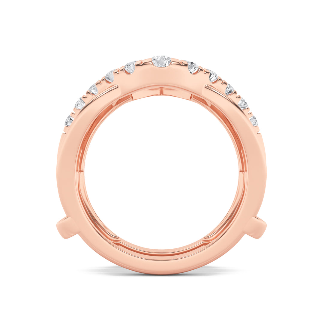1Cttw Round Shaped Lab Grown Diamond (F/VS) Insert Jacket Ring in 14K Gold