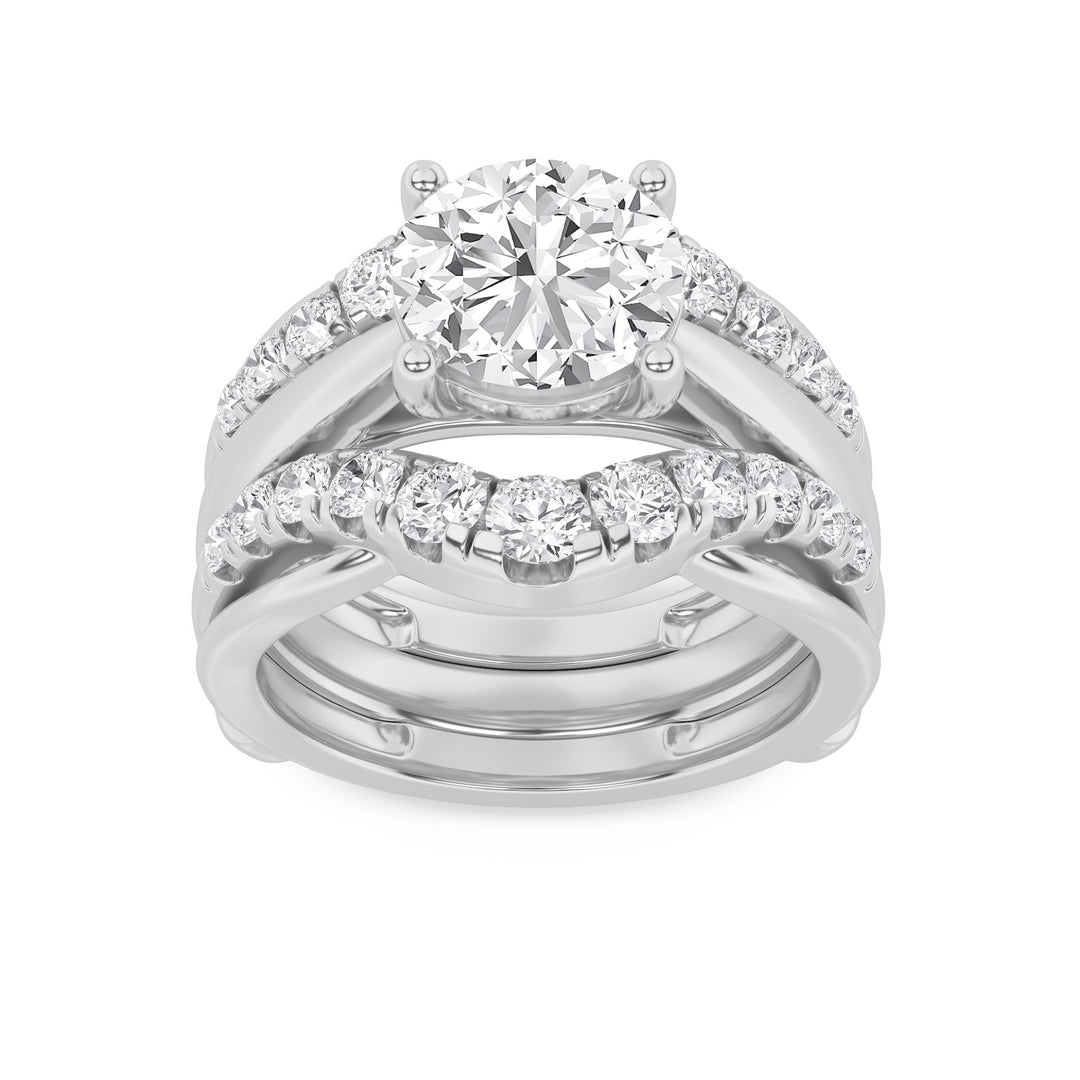 3Cttw Round Shaped Lab Grown Diamond (F/VS) Insert Jacket Ring in 14K Gold
