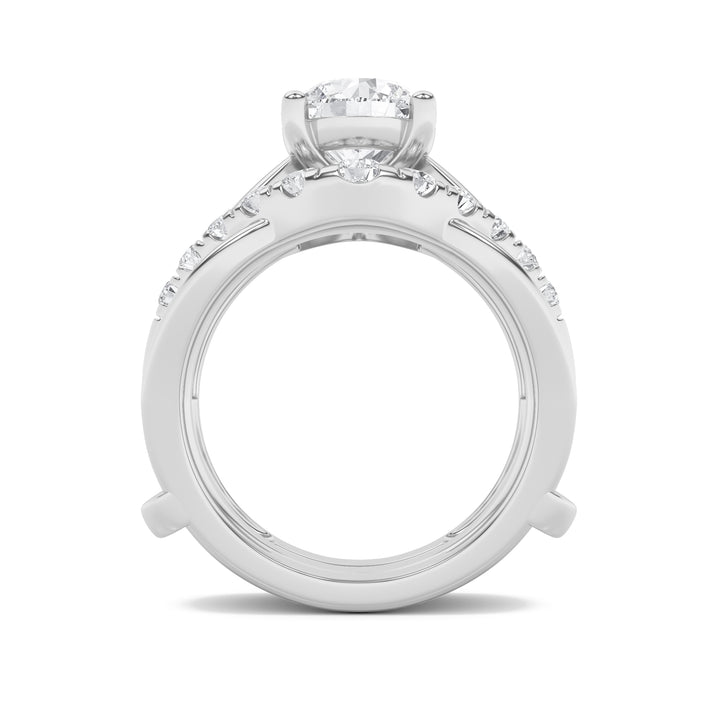 3Cttw Round Shaped Lab Grown Diamond (F/VS) Insert Jacket Ring in 14K Gold