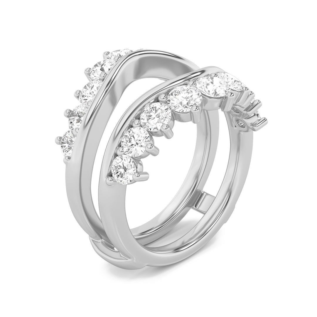 2Cttw Round Shaped Lab Grown Diamond (G/VS) Insert Jacket Ring in 14K Gold