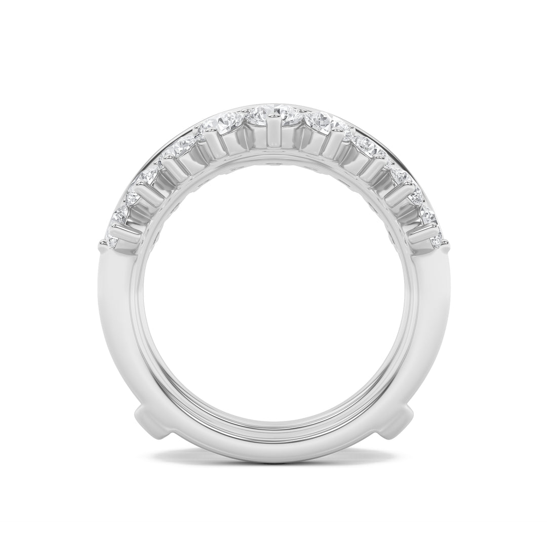 2Cttw Round Shaped Lab Grown Diamond (G/VS) Insert Jacket Ring in 14K Gold