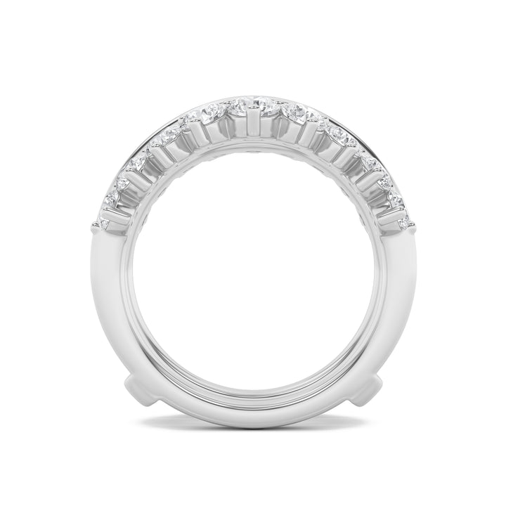 2Cttw Round Shaped Lab Grown Diamond (G/VS) Insert Jacket Ring in 14K Gold