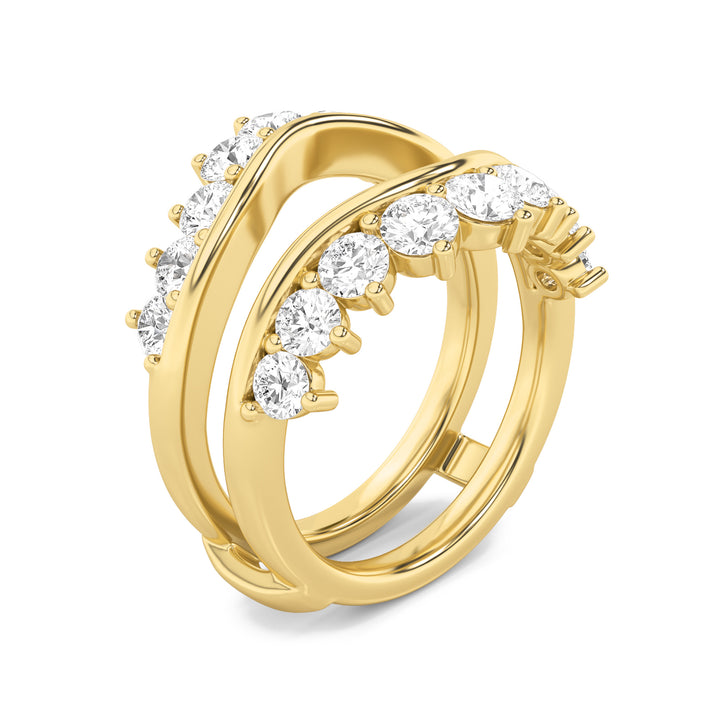 2Cttw Round Shaped Lab Grown Diamond (F/VS) Insert Jacket Ring in 14K Gold