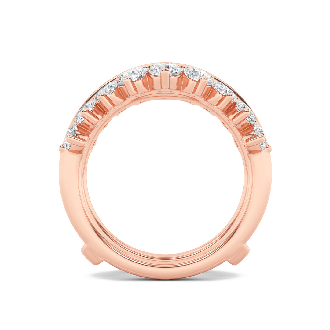 2Cttw Round Shaped Lab Grown Diamond (F/VS) Insert Jacket Ring in 14K Gold