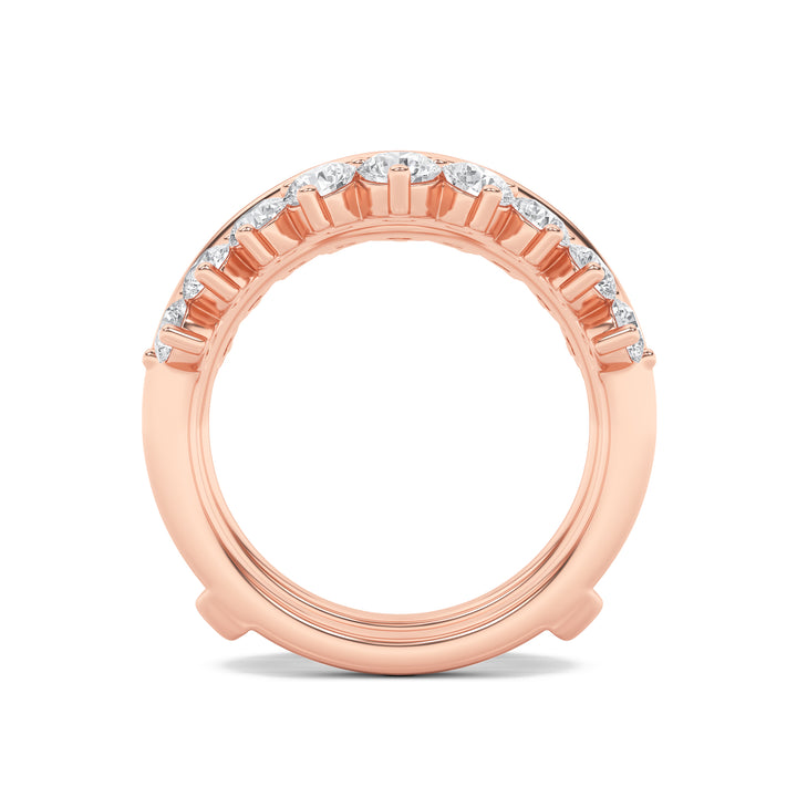 2Cttw Round Shaped Lab Grown Diamond (F/VS) Insert Jacket Ring in 14K Gold