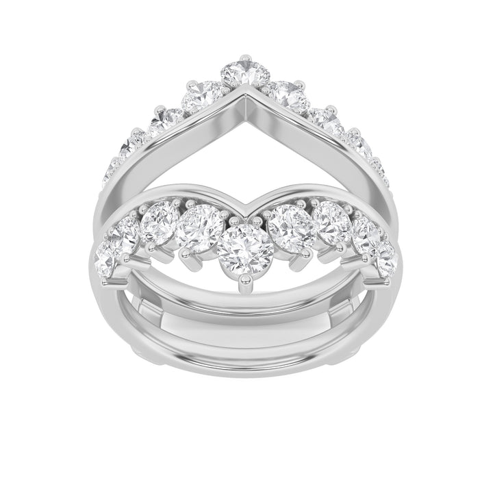2Cttw Round Shaped Lab Grown Diamond (G/VS) Insert Jacket Ring in 14K Gold