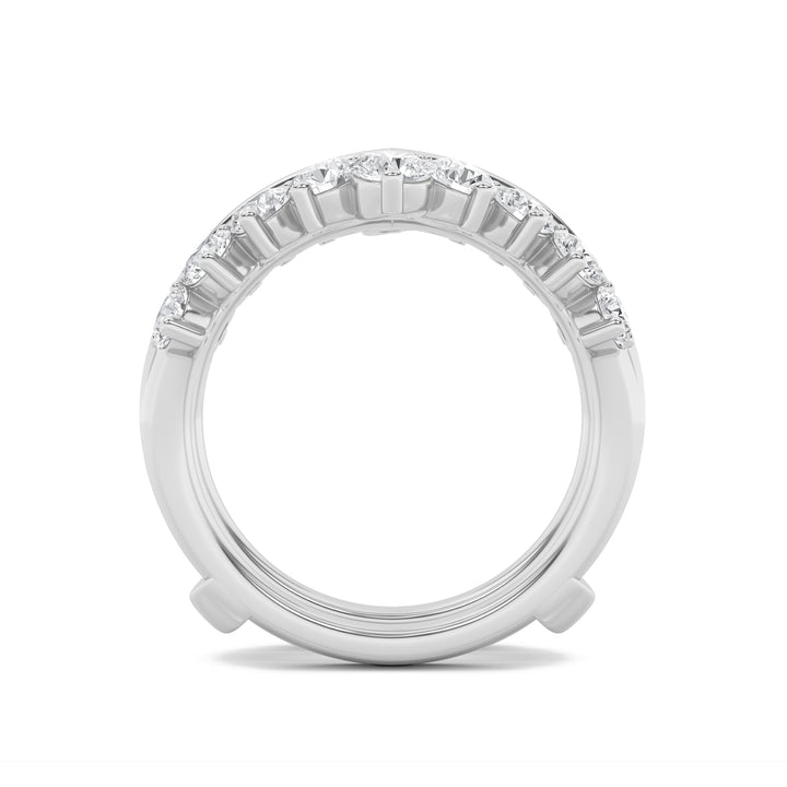 2Cttw Round Shaped Lab Grown Diamond (G/VS) Insert Jacket Ring in 14K Gold