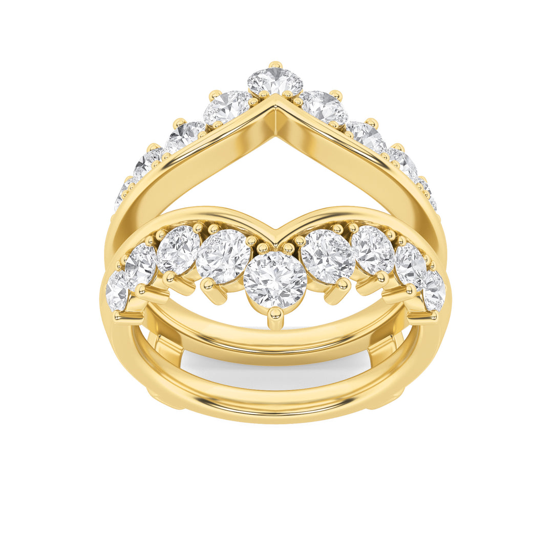 2Cttw Round Shaped Lab Grown Diamond (G/VS) Insert Jacket Ring in 14K Gold