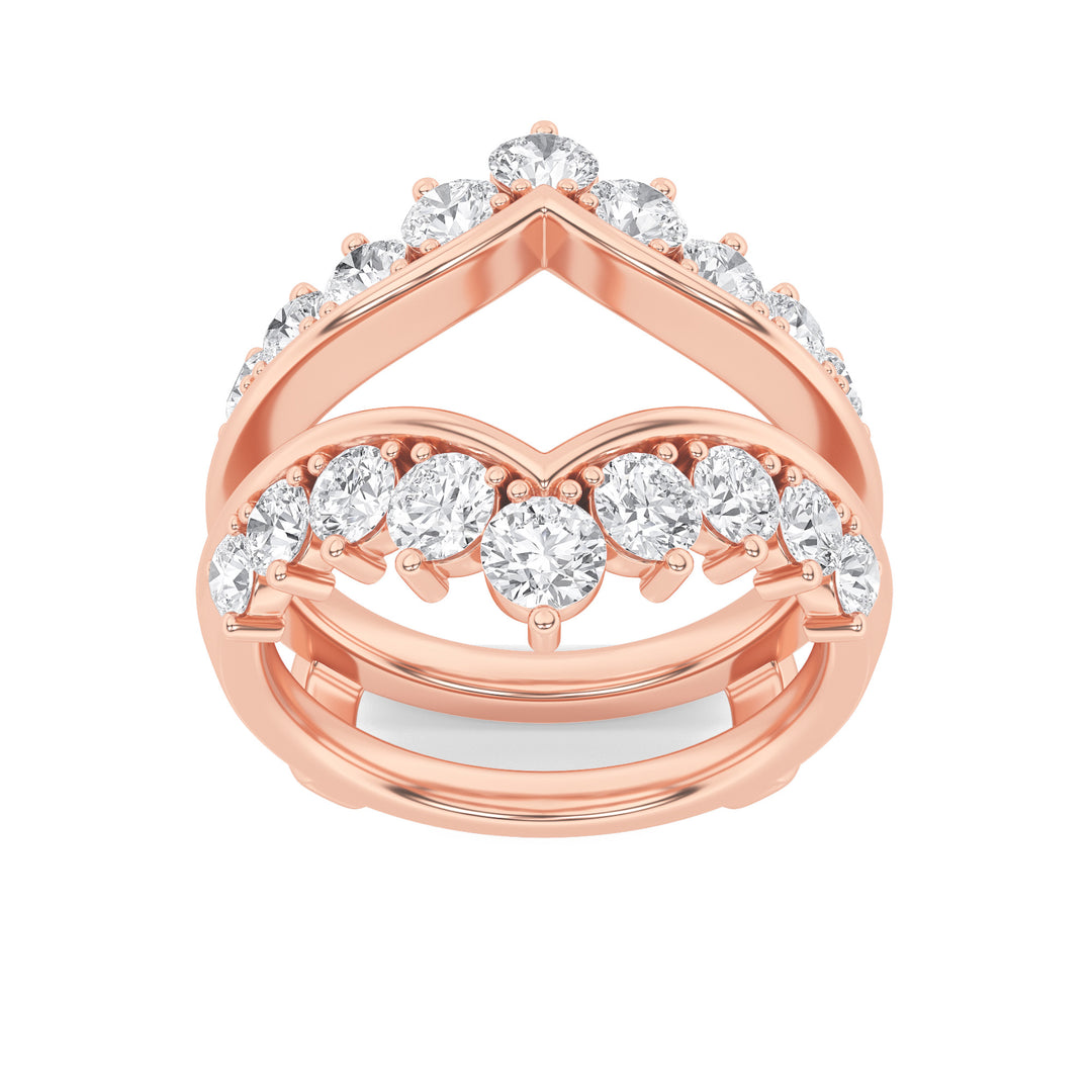 2Cttw Round Shaped Lab Grown Diamond (G/VS) Insert Jacket Ring in 14K Gold