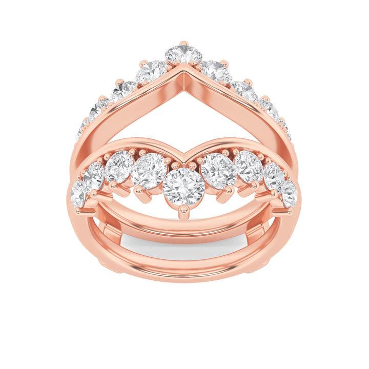 2Cttw Round Shaped Lab Grown Diamond (G/VS) Insert Jacket Ring in 14K Gold